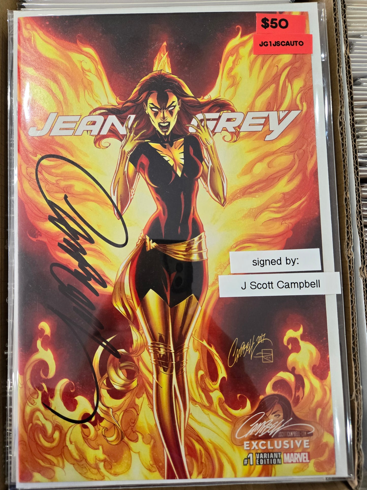 Jean Grey #1 signed by J Scott Campbell (w/COA)