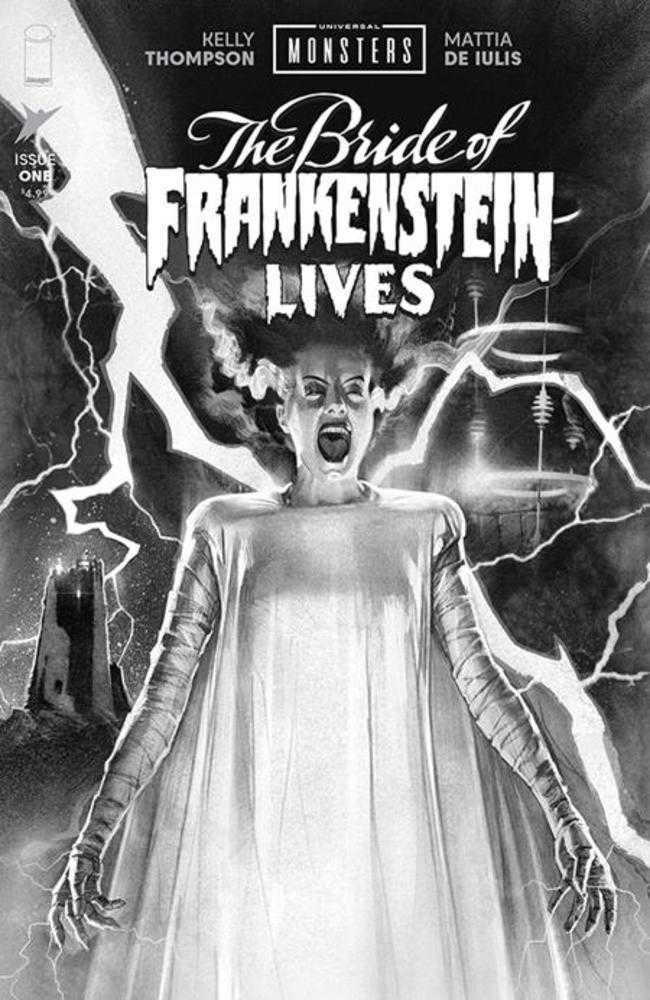 Universal Monsters The Bride Of Frankenstein Lives #1 (Of 4) Cover E 1 in 25 Joshua Middleton Black & White Classic Horror Variant