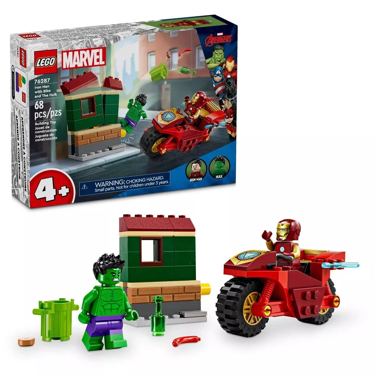 LEGO Marvel Iron Man with Bike and The Hulk Building Toy