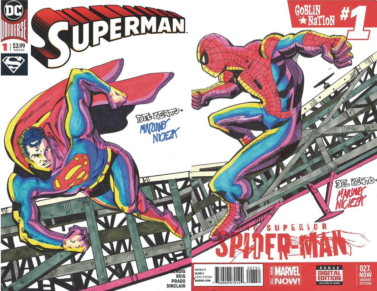 Df Marvel & DC Comics Sketch Variant Nicieza & Delbeato Signed Rmrk