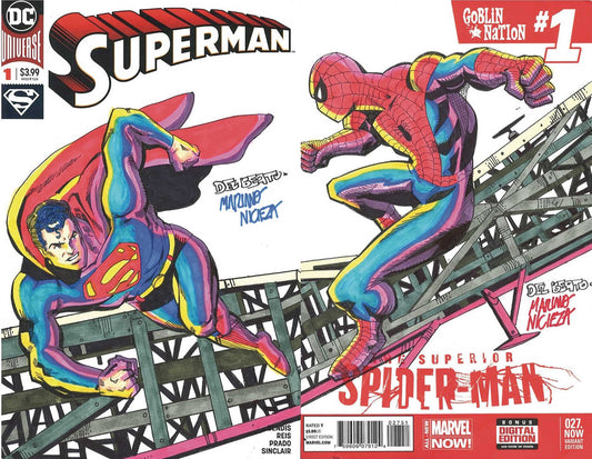 Df Marvel & DC Comics Sketch Variant Nicieza & Delbeato Signed Rmrk